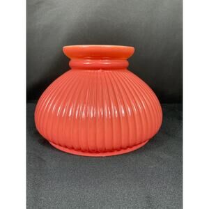 Vintage Milk Glass Salmon Hurricane Lamp Shade, Ribbed